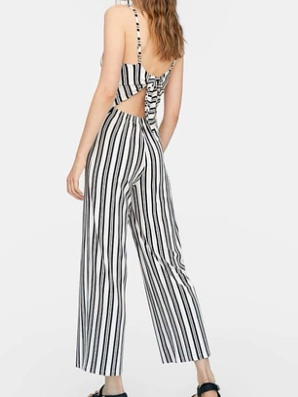 Black and white stripped pantsuit